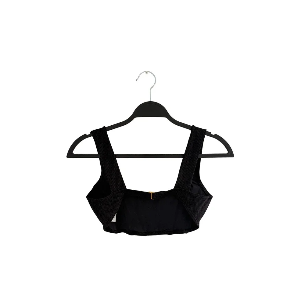 L*Space Odessa Corset Bikini Top Black Square Neck Swim Swimwear M
